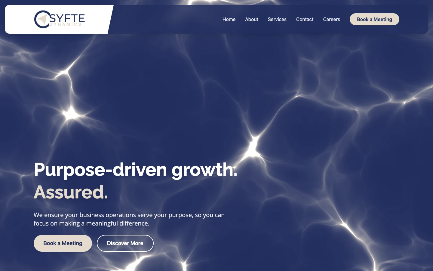 Screenshot of Syfte Dynamics - A corporate website for an enterprise consulting firm specializing in IT strategy, risk, and compliance
